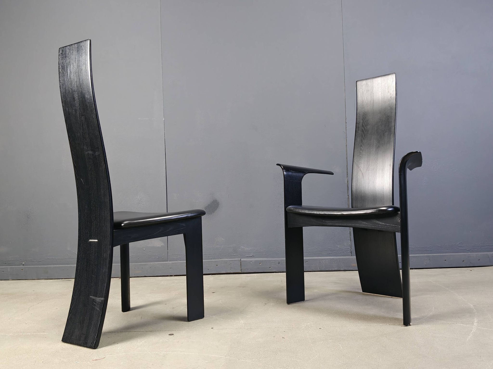 Set of 6 belgian high back dining chairs, 1980s