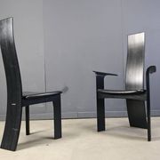 Set of 6 belgian high back dining chairs, 1980s