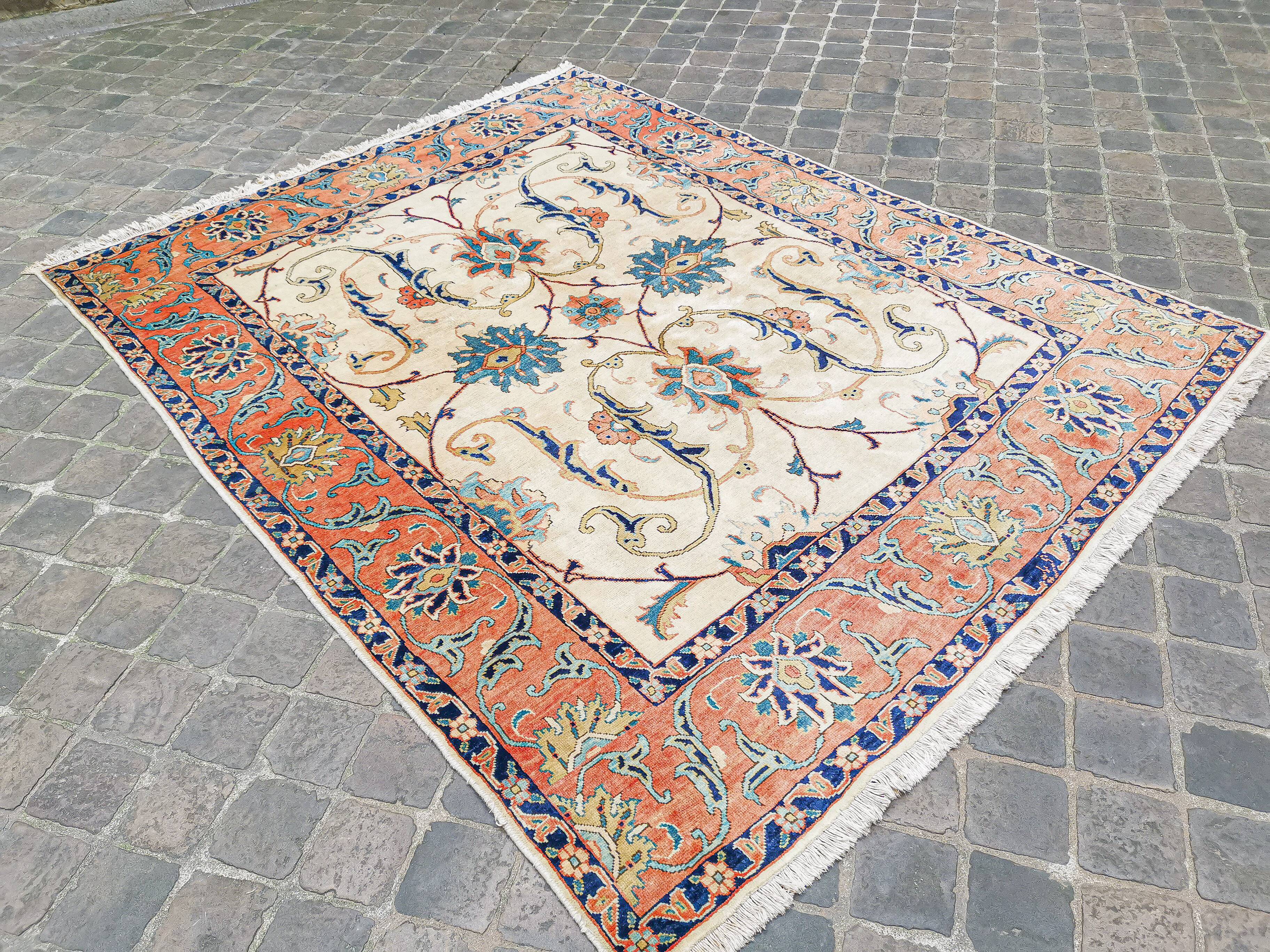 Heriz handmade Persian vintage oriental rug 240 x 195 cm