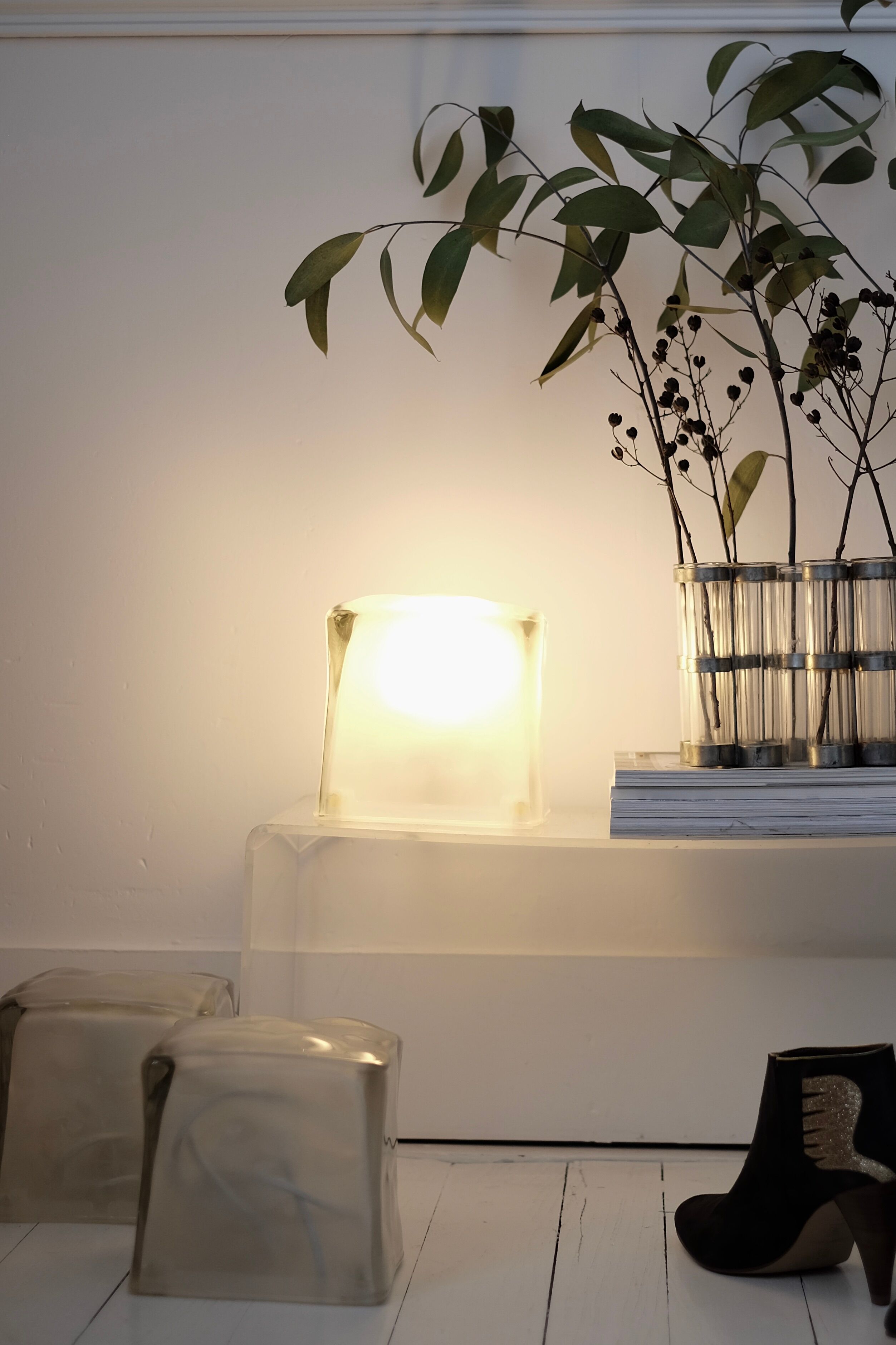 Pair of ice cube lamps