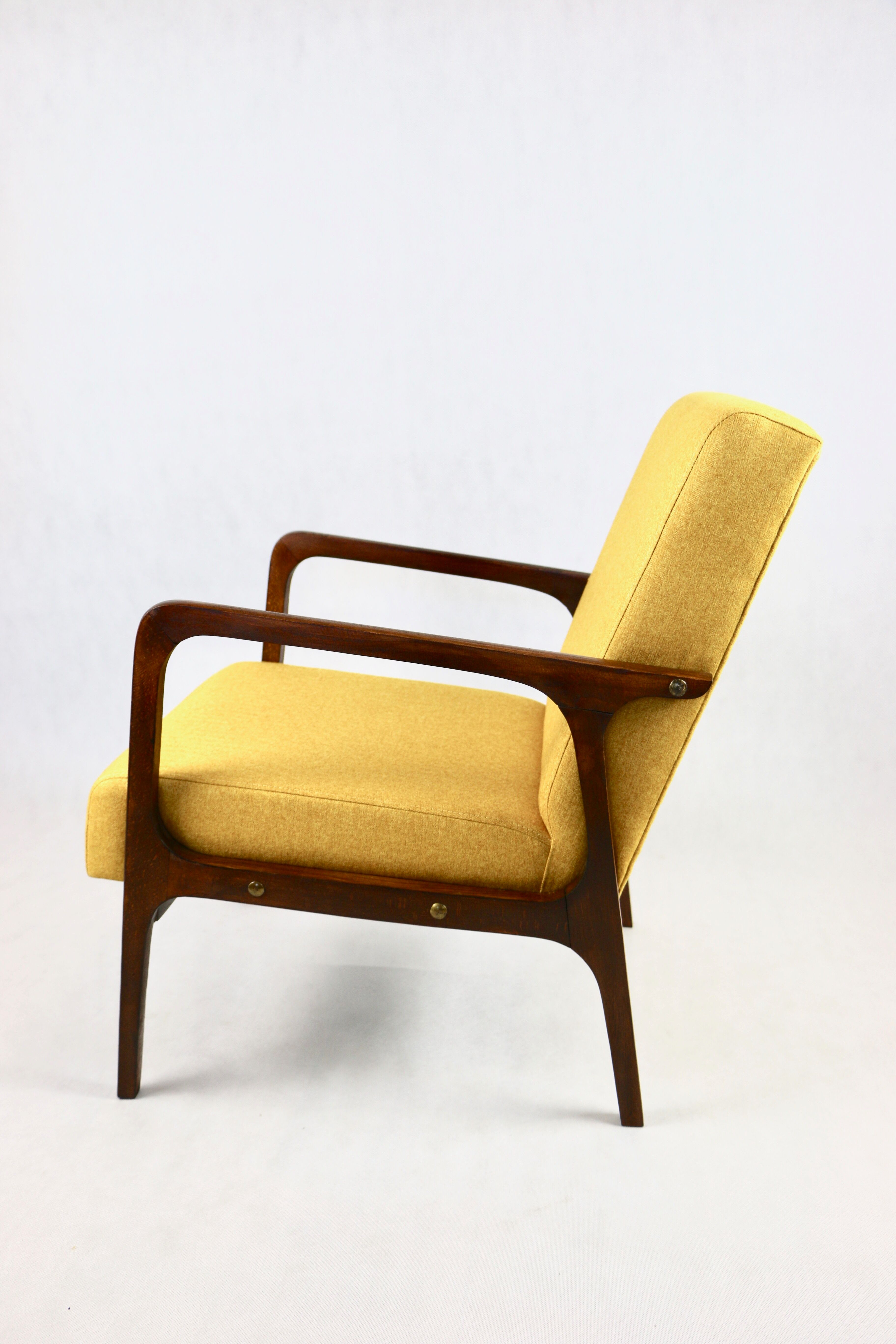 Fauteuil en tweed jaune, années 1970