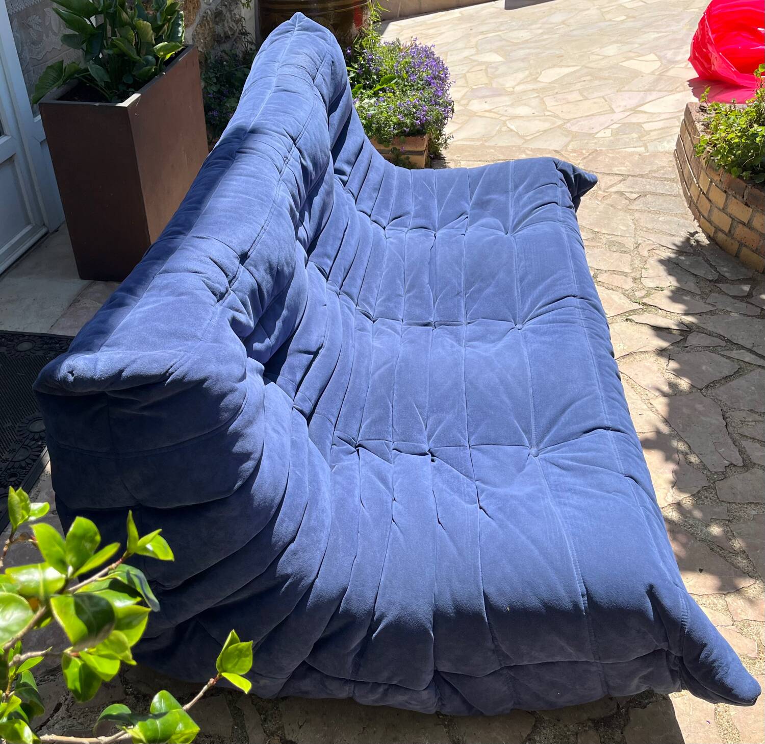Togo 3-seater sofa in blue fabric