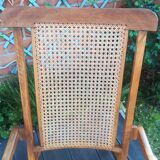 Folding beech cane armchair
