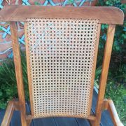 Folding beech cane armchair