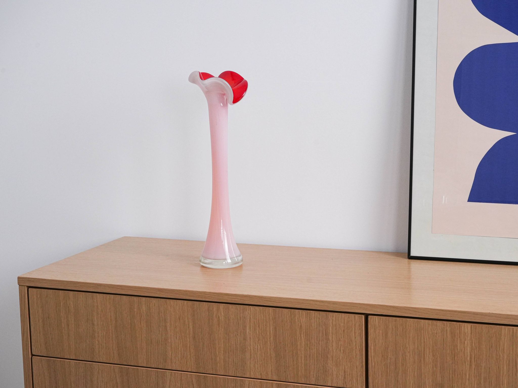 Pink vase, Murano glass, Italian design, 1970s, made in Italy