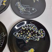 Set of 6 vintage plates with fish decoration after Robert Picault, 1960, 24 cm