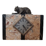 Marble clock and art-deco panthere