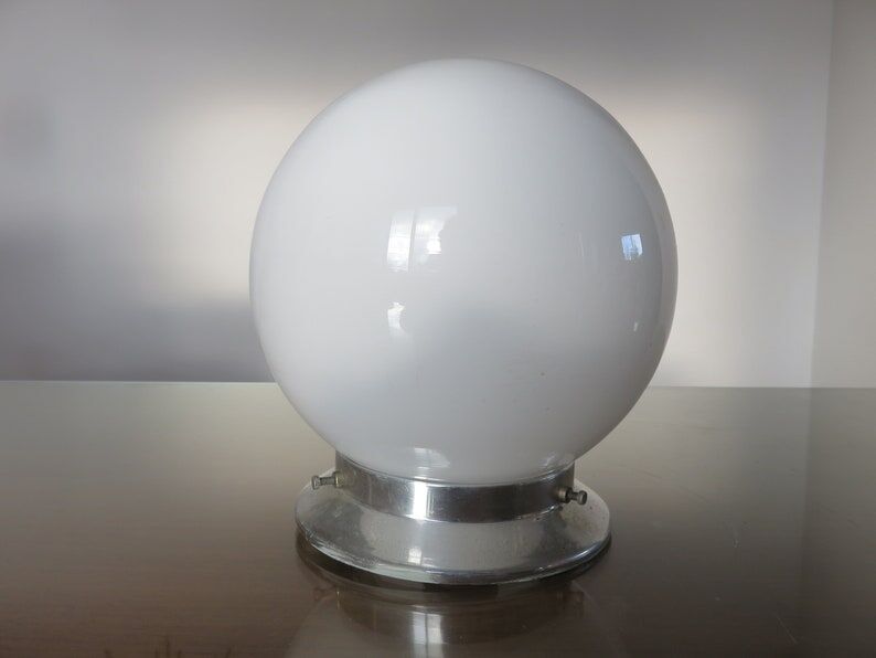 Ceiling lamp ball opaline white art deco years 30 40