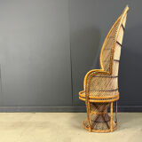 Vintage wicker peacock chair, 1970s