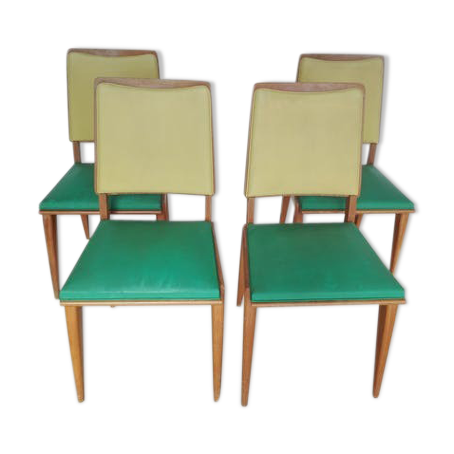 Suite of 4 vintage chairs compass feet