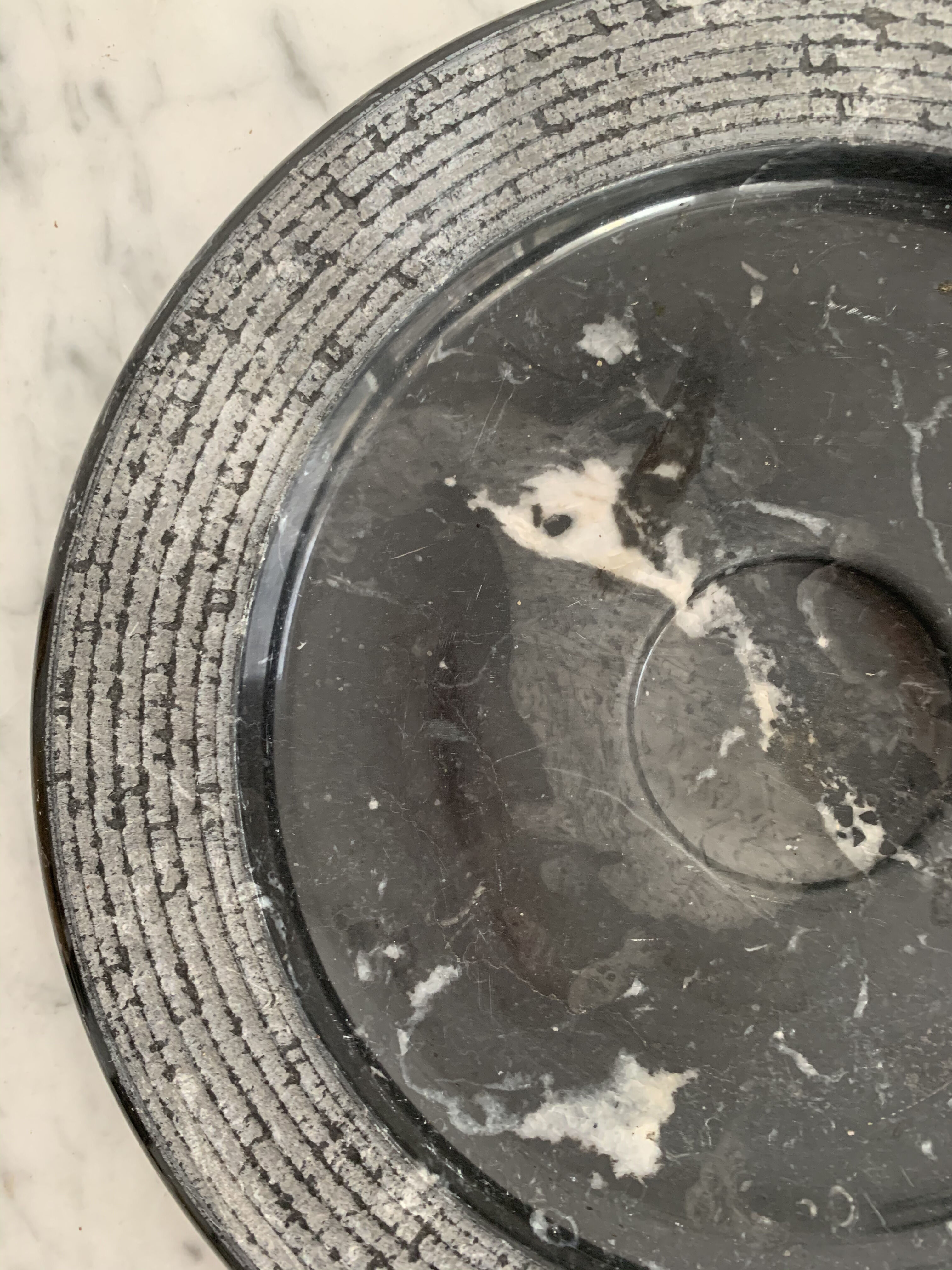 Vintage grey round marble ashtray