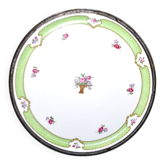 Haviland pie dish in Limoges porcelain with a Minerva silver rim.