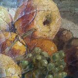 19th century oil painting on canvas fruit vase with flowers