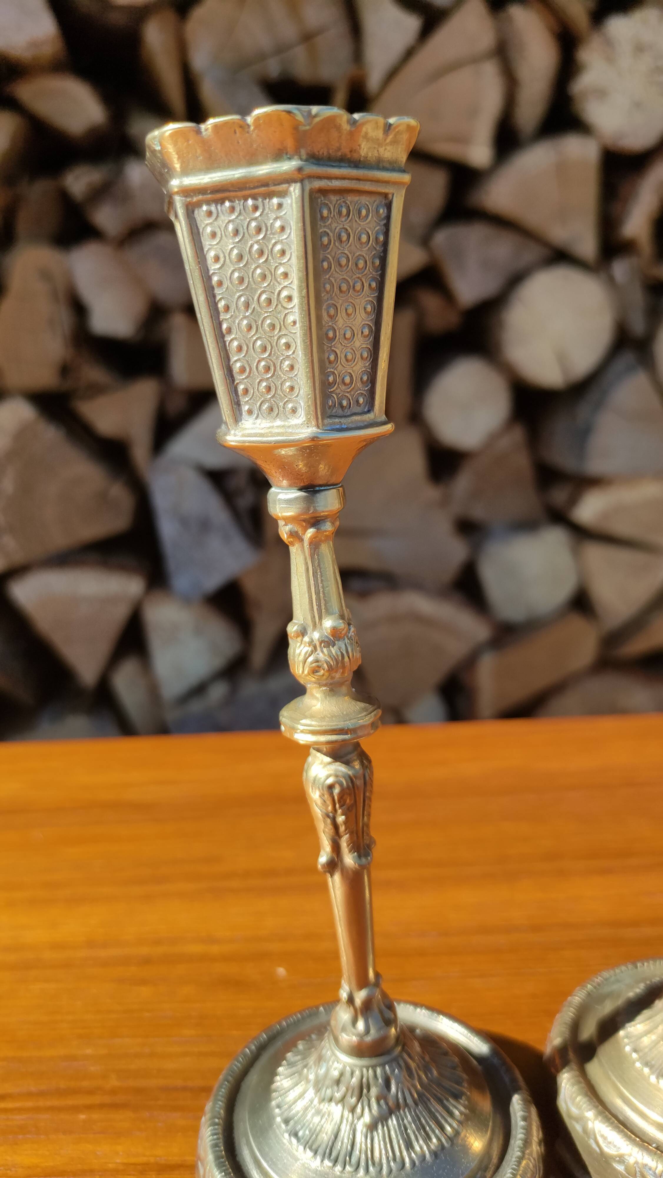 Vintage gilded brass candlesticks