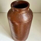 Brown glazed stoneware mustard pot