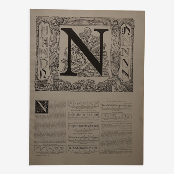 Lithographie originale sur la lettre N