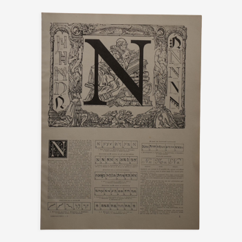 Original lithograph on the letter N