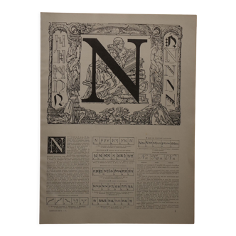 Original lithograph on the letter N