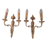 Pair of Louis XVI style sconces in gilded bronze