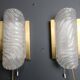 Pair of brass and glass wall lights by Fischer Leuchten, 1960s