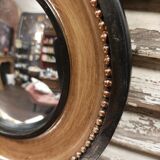 Miroir convexe cadre marron et noir