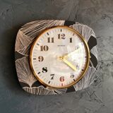 Vintage formica clock rectangular silent wall pendulum "Beroz black gold"