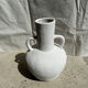Handcrafted terracotta vase painted white with double handles h:40 d:30