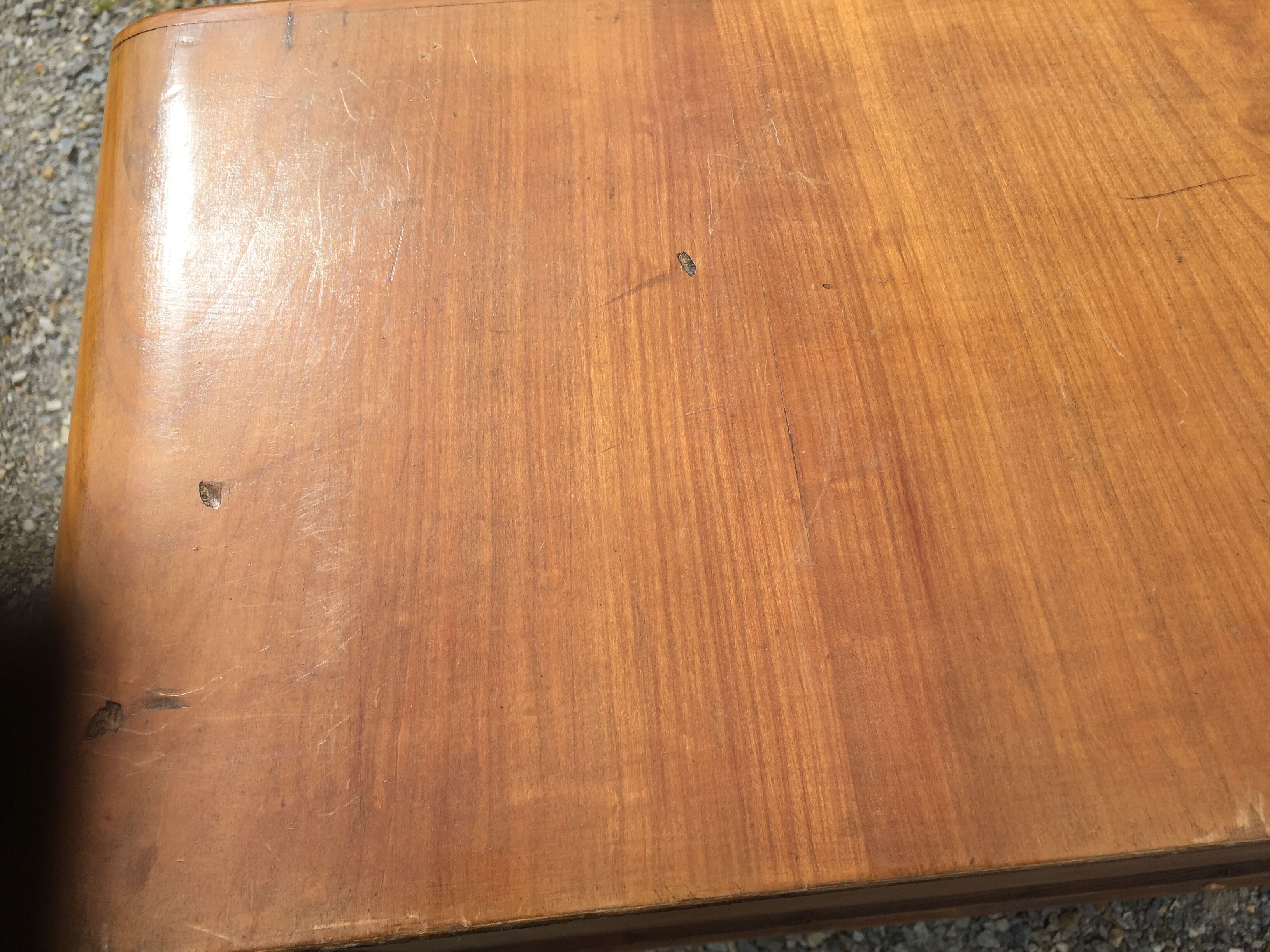 Vintage secretary desk, known as donkey's back, in cherry wood, Italian by Marelli & Fratelli.