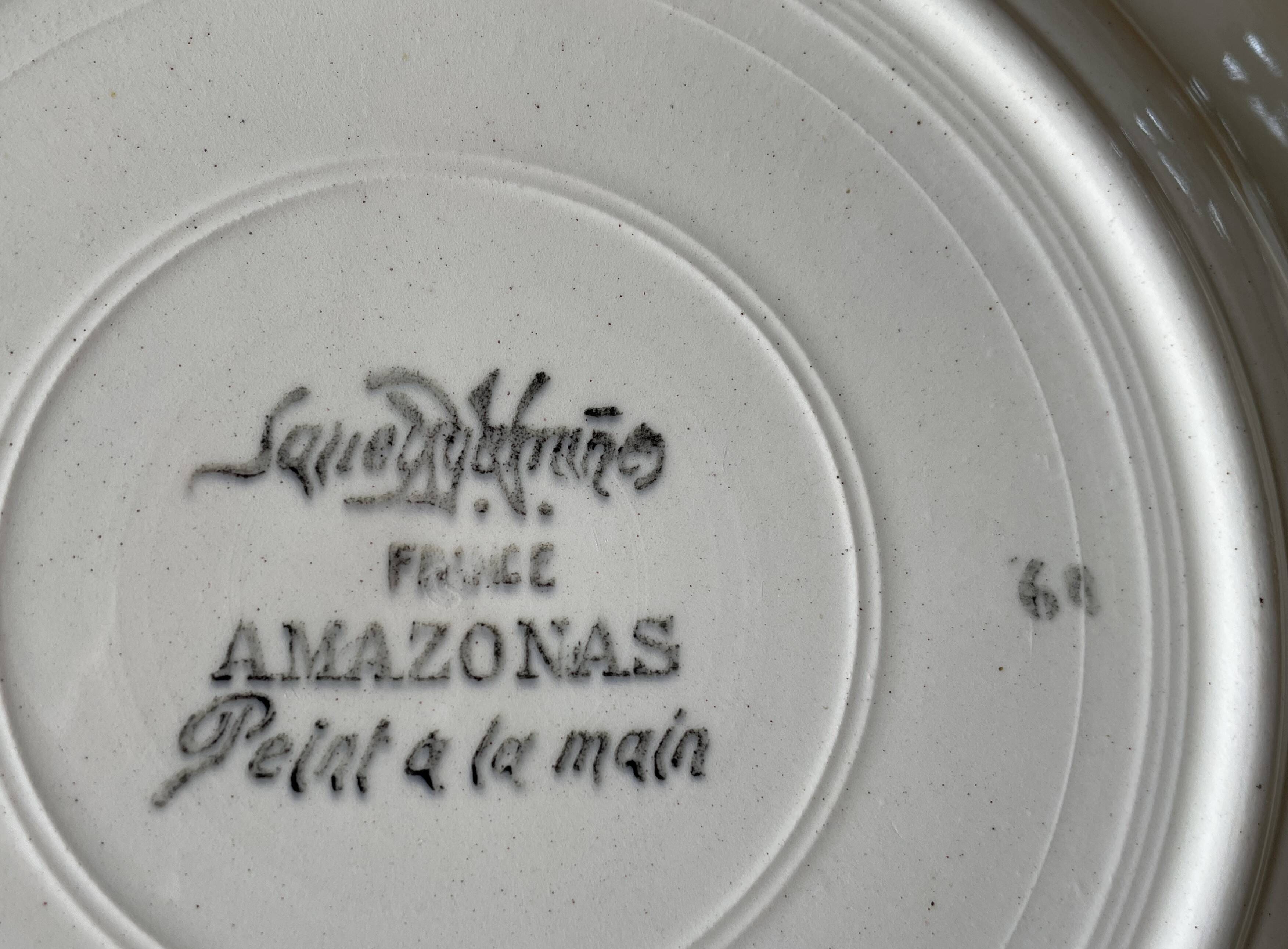 7 large antique deep plates in Sarreguemines earthenware