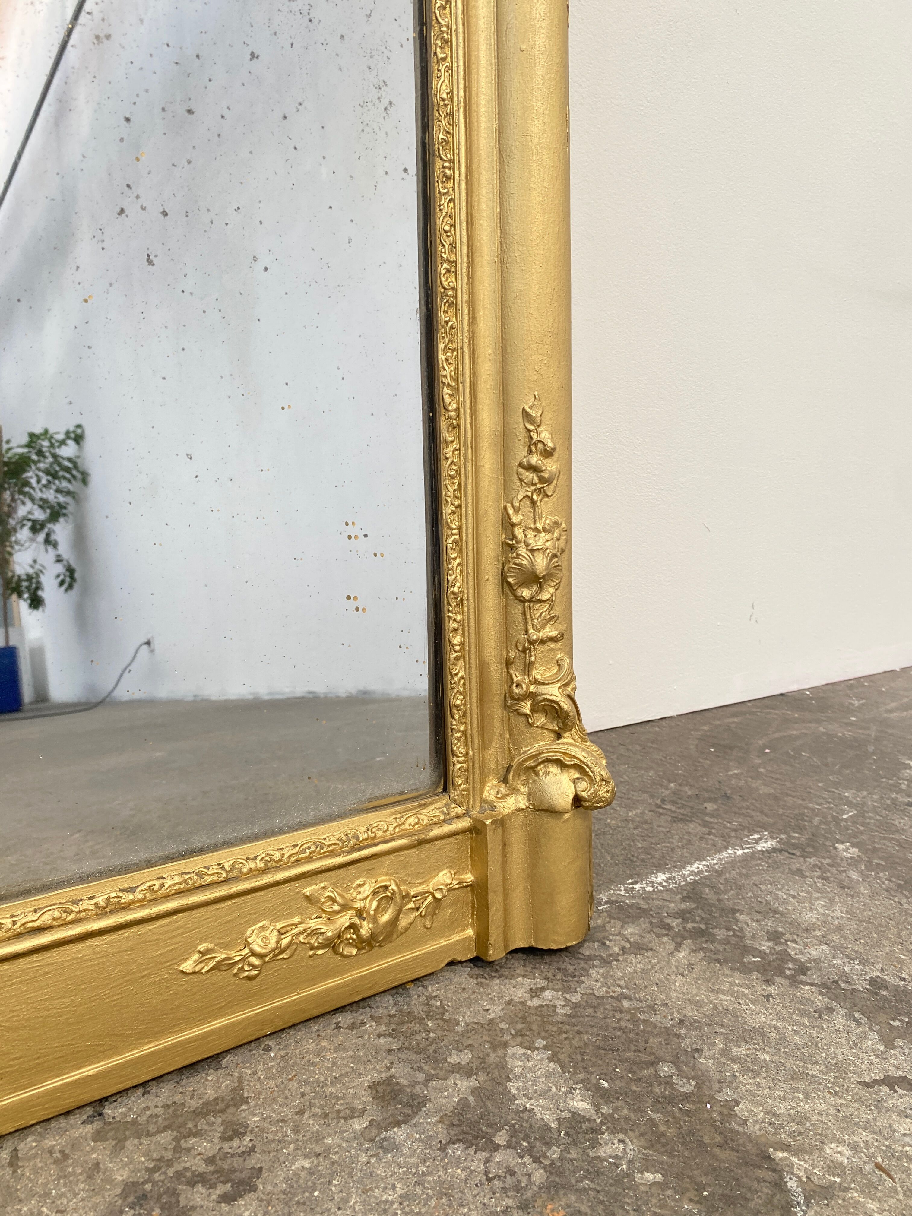 Wooden Stucco and Gilded Mirror, Height 115cm, 19th Century, France