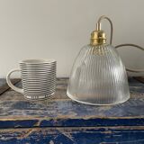 Vintage holophane glass pendant lamp