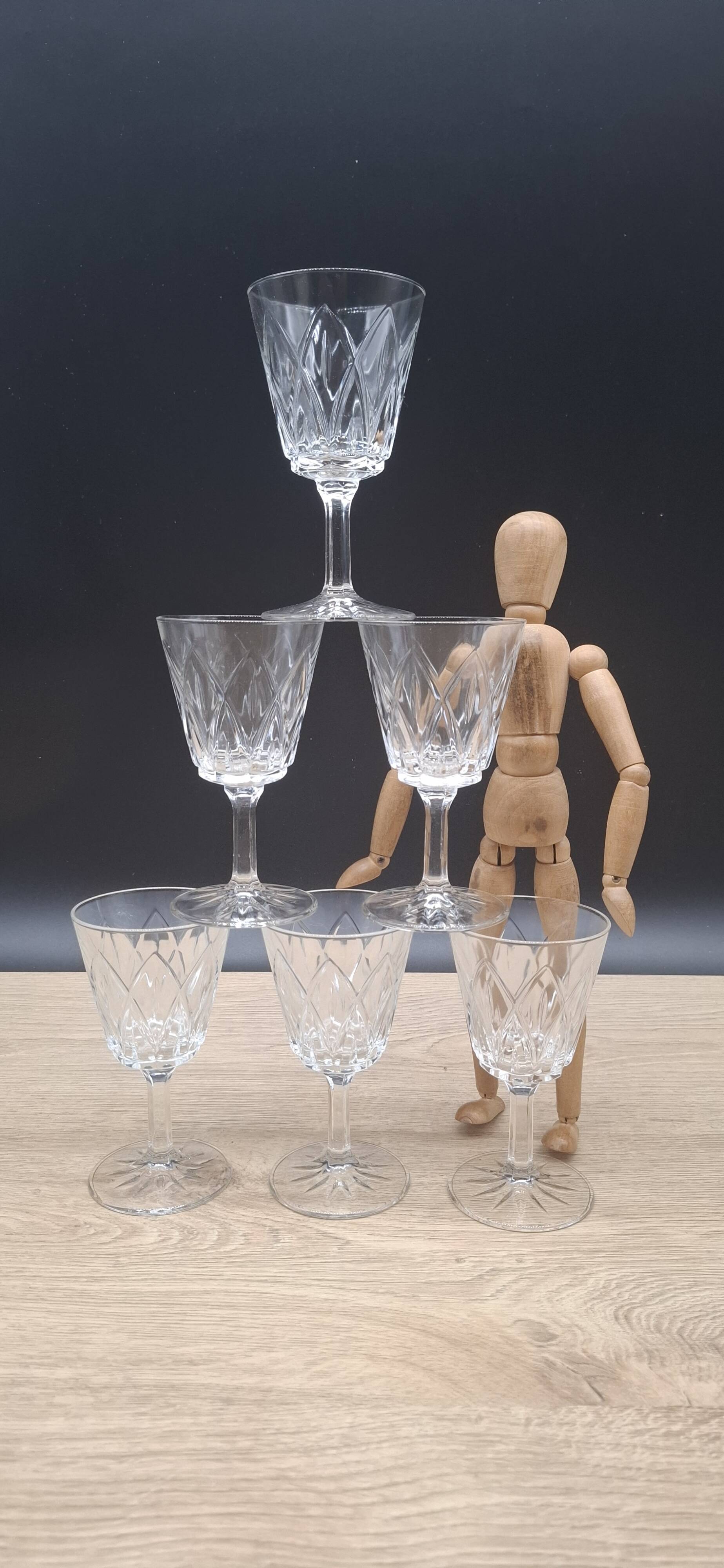 Set of 6 chiseled ribbed glasses