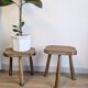 Paire de tabourets brutalistes anciens en bois massif