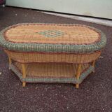 Table basse - Osier - Rotin - vert rouge brun