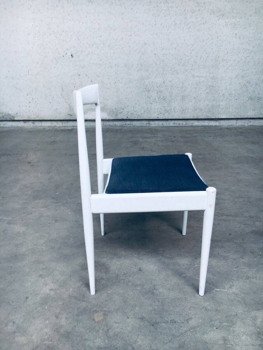 Belgian White Dining Chair, 1970s, Set of 9