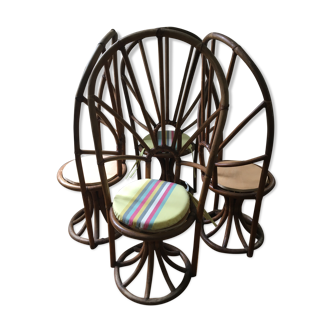 4 bamboo chairs