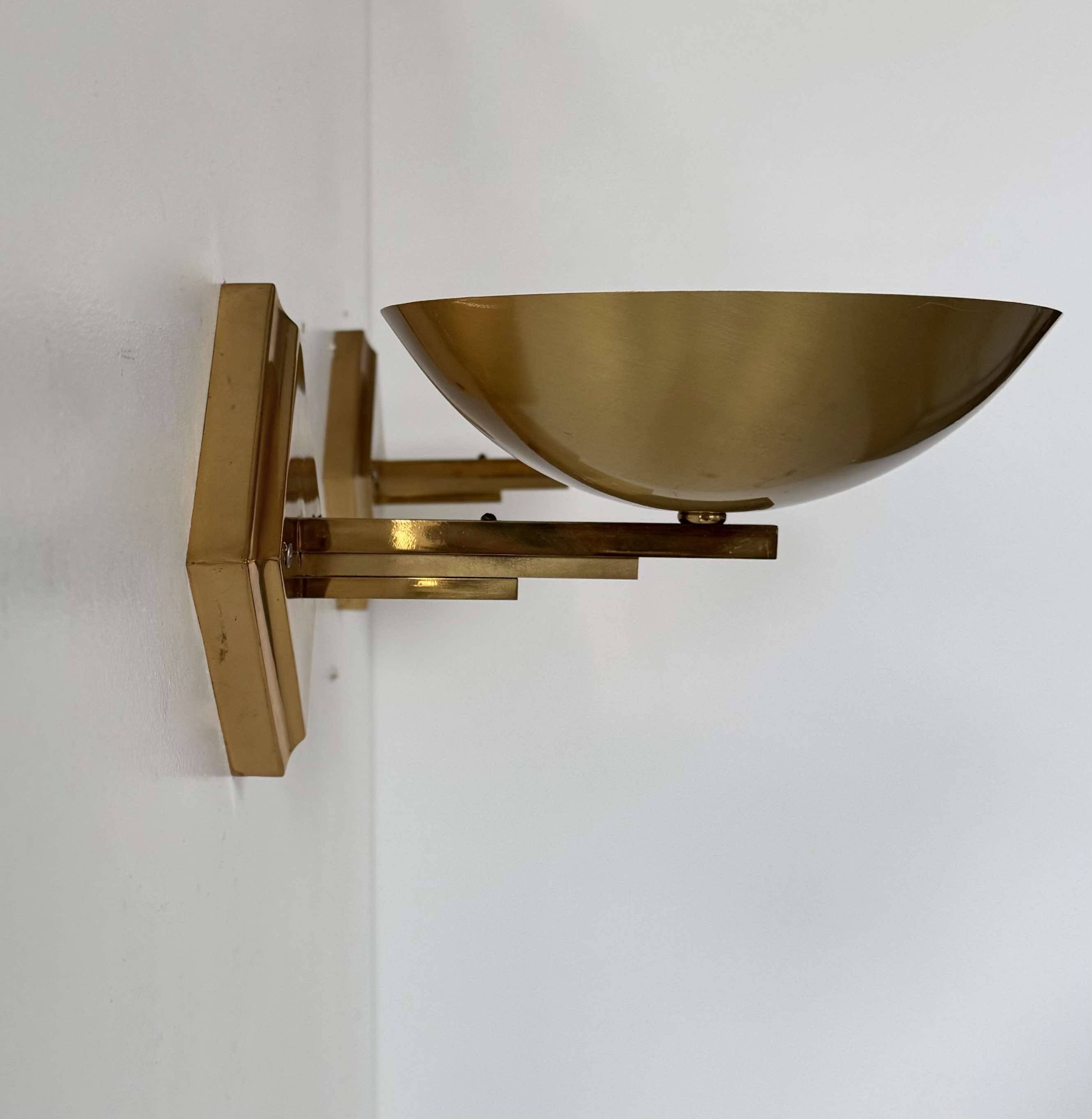 Pair of vintage brass wall lights, France 1970
