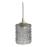Small cylindrical molded glass pendant light