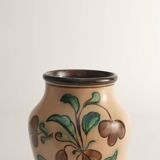 Art Nouveau Flower Motif Earthenware Vase by Sala, Sweden 1920s