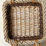 Rectangular burlap wicker basket