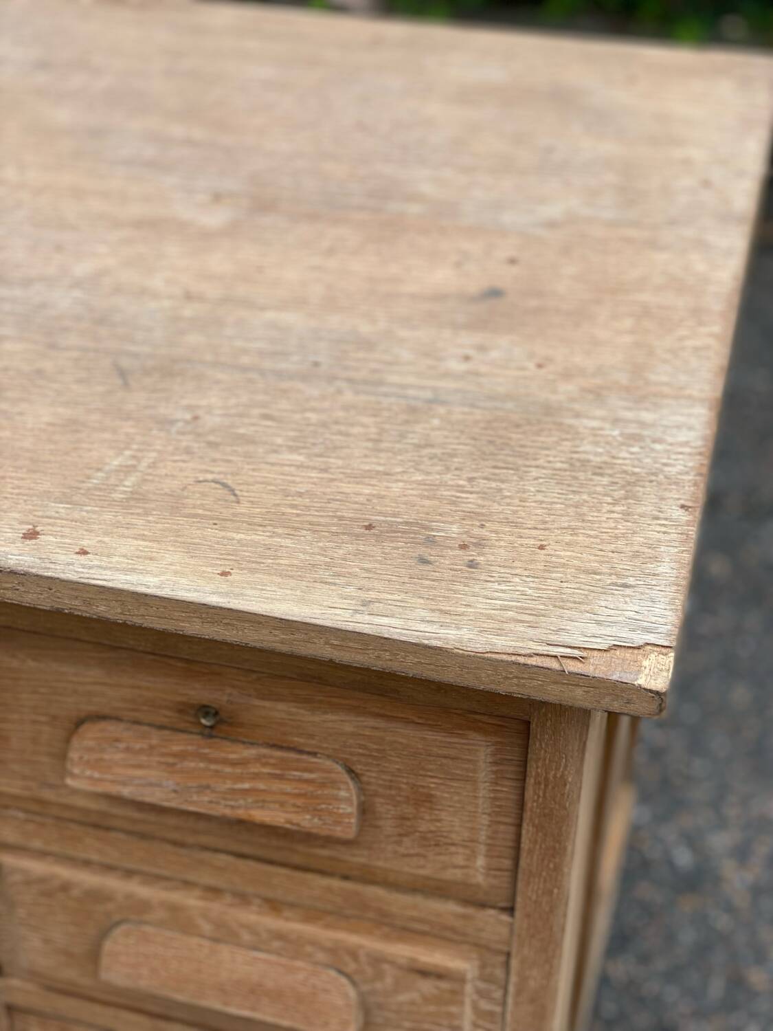 Renovated vintage American desk in raw wood