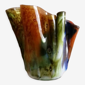 Vase "Handkerchief" multicolored blown glass