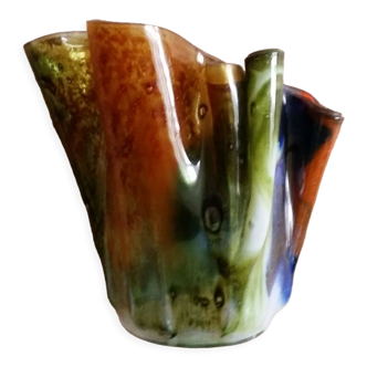 Vase "Handkerchief" multicolored blown glass