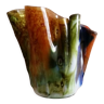 Vase "mouchoir" verre soufflé multicolore