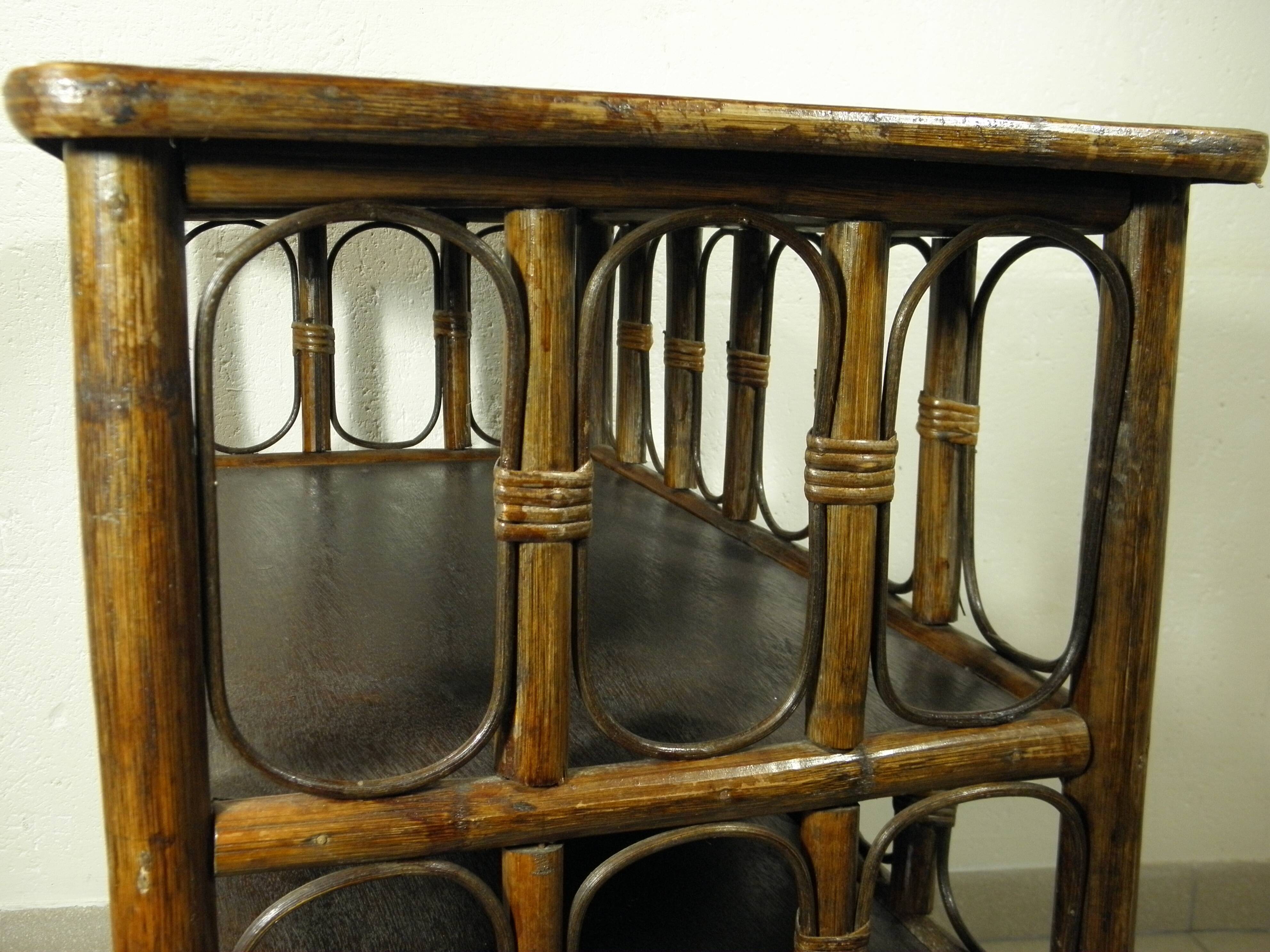70s rattan hi-fi cabinet