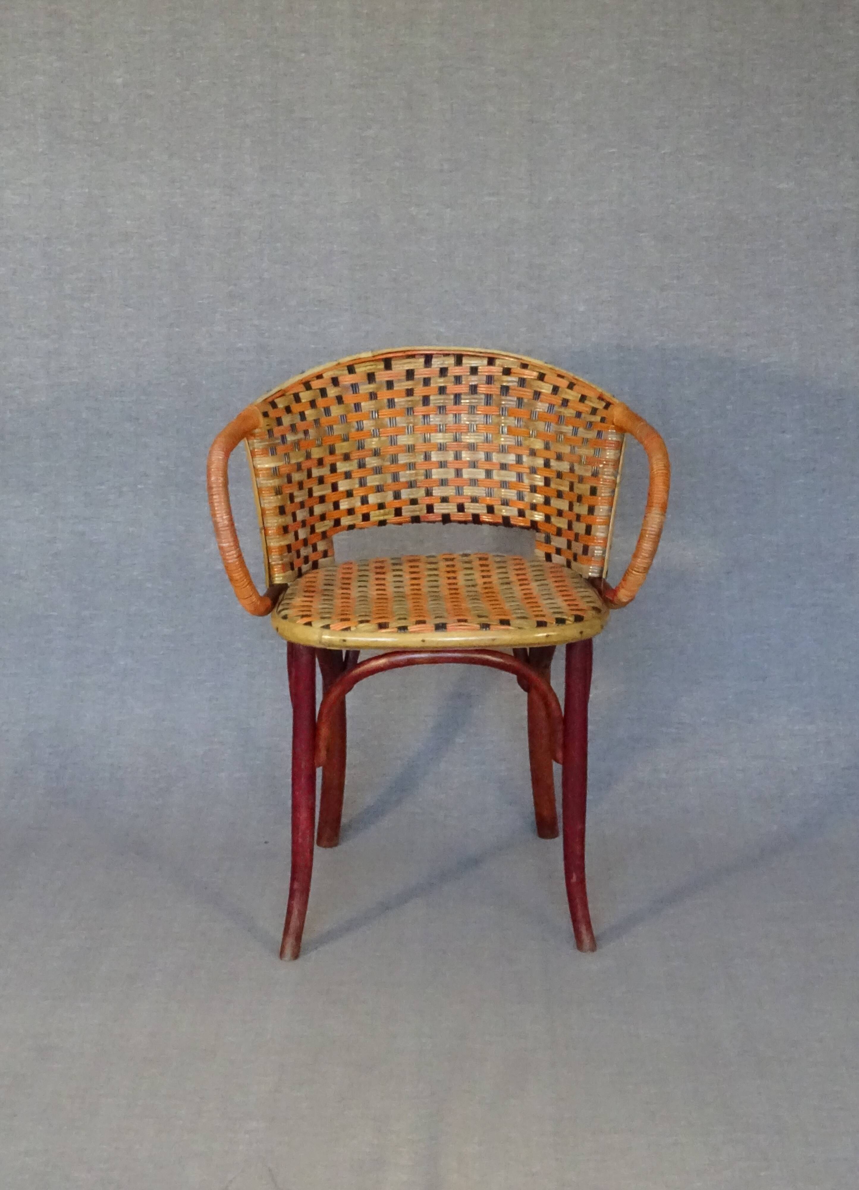 Fischel wicker terrace armchair 1930, N°415/F