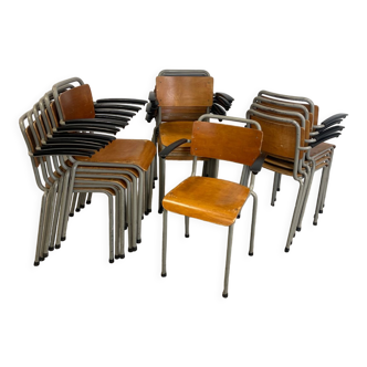 Lot de 17 chaises avec accoudoirs 206 Gispen, Pays-Bas, années 60