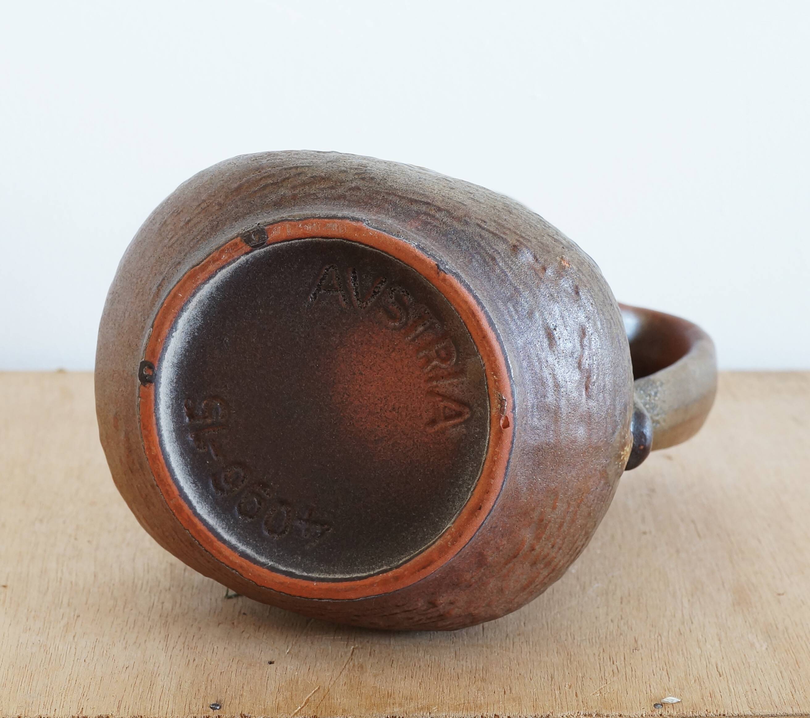 Brown ceramic vase with handle, 1970s, Austria