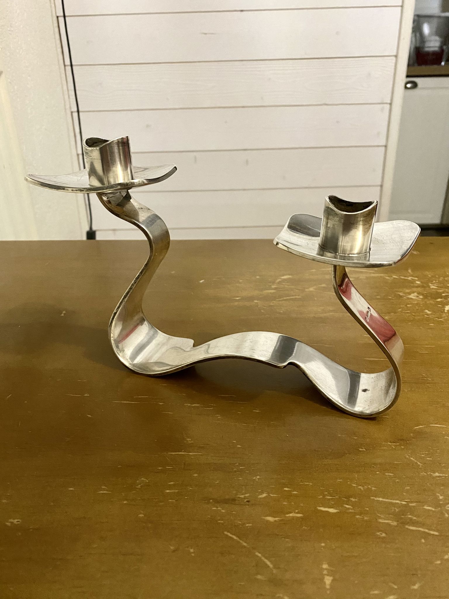 Candlestick candlestick design 1970 metal silver Saint Médard