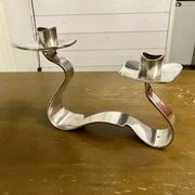 Candlestick candlestick design 1970 metal silver Saint Médard